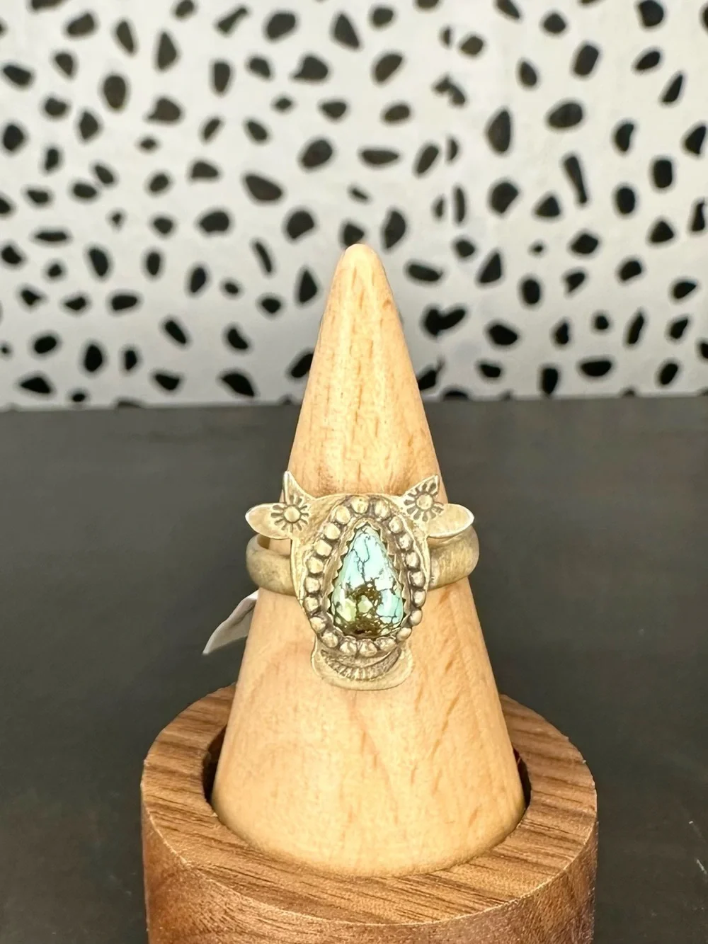 NWT Dry Creek Turquoise Sterling Silver Cow Adjustable Ring Southwestern